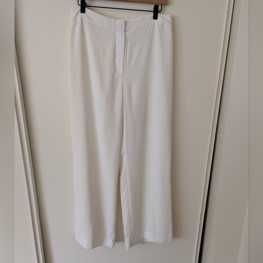 Preston & York Womens 10 White Trouser Pants Preppy Contemporary Minimalist - Picture 1 of 7